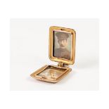 LATE NINETEENTH/EARLY TWENTIETH CENTURY MATTE FINISH GOLD COLOURED METAL OBLONG LOCKET PENDANT,