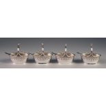 VICTORIAN SET OF FOUR SILVER OPEN SALTS BY EDGAR, FINLEY & HUGH TAYLOR, each of oval basket