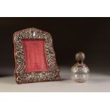 LATE VICTORIAN STAMPED SILVER MOUNTED RED VELOUR EASEL SUPPORT PHOTOGRAPH FRAME with foliate