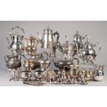SELECTION OF ELECTROPLATE including tea and coffee services, condiments, etc.