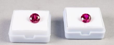 PAIR OF NATURAL ROUND CUT RUBIES, each 2.2ct, 7 x 7 x 4mm (2)