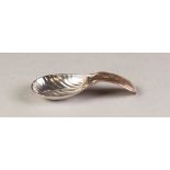 GEORGE III SILVER CADDY SPOON with leaf form bowl, by John Watson, Sheffield 1800