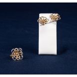 14ct GOLD RING, with large floral openwork top and the pair of MATCHING PIN EARRINGS, 14.4gms (3)