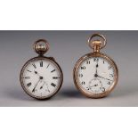 ELIDA WATCH CO., SWISS ROLLED GOLD OPEN FACED POCKET WATCH, with keyless 15 jewels movement, white