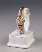 LADY'S SEKONDA 9ct GOLD WRIST WATCH, with 17 jewel movement, silvered circular Arabic dial, rolled