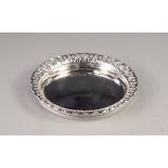 FOREIGN 900 STANDARD SILVER COLOURED METAL CIRCULAR TRAY STAND OF HEAVY GAUGE, with plain centre and