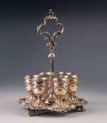 EDWARDIAN ELECTROPLATE EGG CRUET STAND