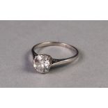 18ct GOLD RINGSET WITH A ROUND TRANSITIONAL CUT SOLITAIRE DIAMOND, 1.08ct, 2.6 gms, ring size L/M