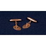 PAIR OF 9ct GOLD DOUBLE CUFFLINKS, plain oval and torpedo shaped, 6.7gms