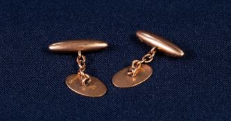 PAIR OF 9ct GOLD DOUBLE CUFFLINKS, plain oval and torpedo shaped, 6.7gms