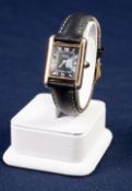 LADY'S SILVER GILT MUST De CARTIER TANK WRIST WATCH, with mechanical Swiss movement, oblong black