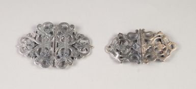 VICTORIAN SILVER PIERCED FOLIATE SCROLL PATTERN TWO PART BUCKLE, 4" wide, Birmingham 1898, 1 1/