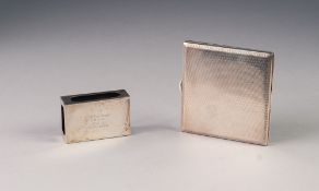 GEORGE V ENGINE TURNED SILVER POCKET CIGARETTE CASE, 3 3/8" x 3 ¼" (8.6cm x 8.2cm), Birmingham 1926,