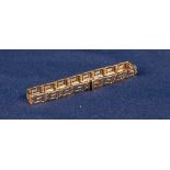 14ct GOLD BRACELET with Greek key pierced panel links, 10.6gms