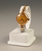 LADY'S 'DOMINANT' SWISS WRIST WATCH, with 9ct gold circular case, 18 jewels movement, Arabic dial,