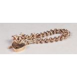 9ct GOLD BRACELET, curb pattern hollow links, having beaded borders and the padlock clasp, 9.5gms