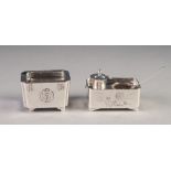 ASAHI, JAPANESE 950 STANDARD STERLING SILVER CONDIMENT SET, comprising of two oblong containers, one