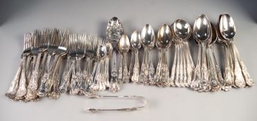 MATCHED SERVICE OF ELECTROPLATED KINGS PATTERN CUTLERY comprising 15 table spoons, 12 dessert