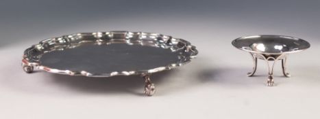 EDWARD VII SILVER SWEET MEAT DISH, raised on three pierced supports with paw feet, 1 ¾" (4.4cm)