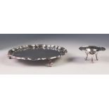 EDWARD VII SILVER SWEET MEAT DISH, raised on three pierced supports with paw feet, 1 ¾" (4.4cm)