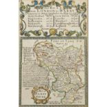 TWO ANTIQUE HAND COLOURED SMALL MAPS 'CHESHIRE' AND 'DARBYSHIRE' Both set beneath an index of roads,