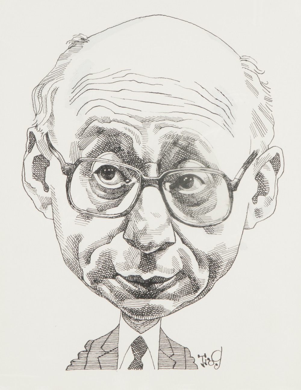 TROG (b.1924) PEN AND INK CARICIATURE Shoulder portrait of Gerald Kaufman Signed And another,