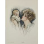 AFTER HARRISON FISHER COLOUR PRINT 'Baby Mine' 11 ½" x 8 ¾" (29.2cm x 22.2cm) And two similar,