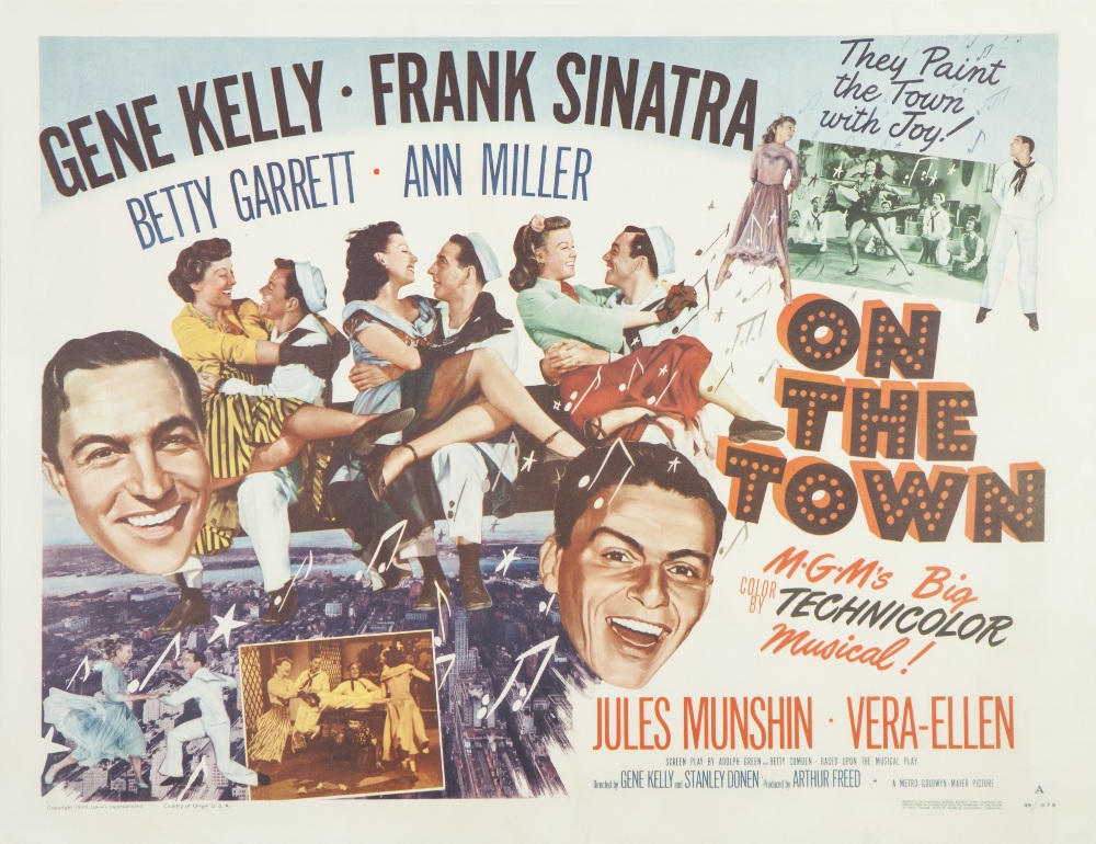 ON THE TOWN, M.G.M. 1949 US half sheet, style A, 21 1/2" x 28", featuring Gene Kelly and Frank