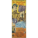 AN AMERICAN IN PARIS M.G.M. 1951 US insert, 35 1/2" x 13 1/2", featuring Gene Kelly and Leslie