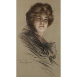PHILIP BOILEAU LITHOGRAPH ON COLOURED PAPER Bust length female portrait, 'Copyright 1905 by Philip