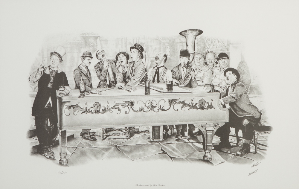 PETER FINNINGAN (CONTEMPORARY) FIVE ARTIST SIGNED LIMITED EDITION PRINTS 'Laurel & Hardy' black - Image 2 of 6