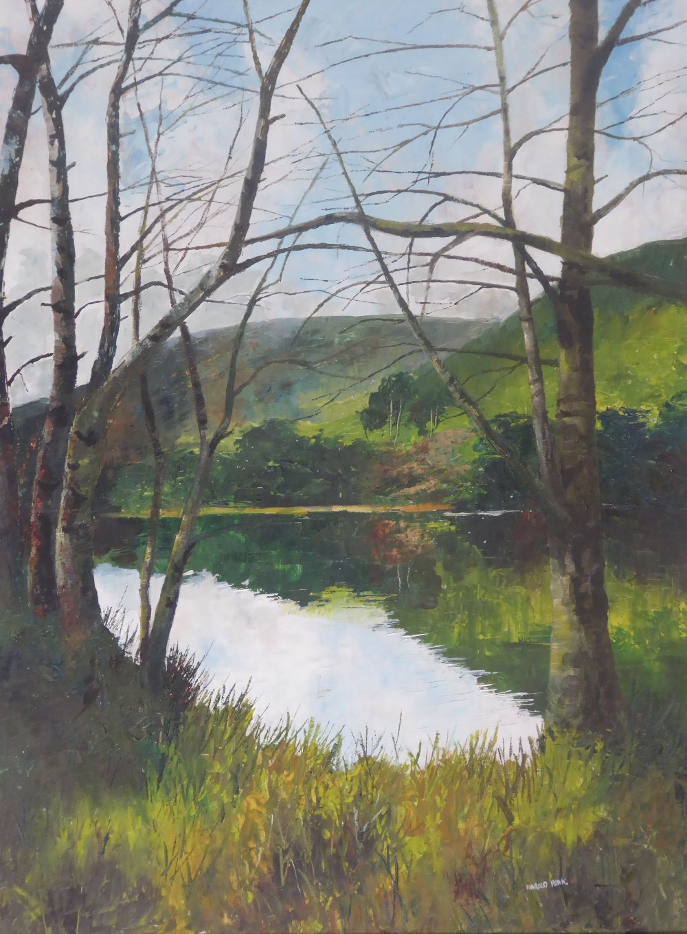 HAROLD PEAK (Twentieth Century) OIL PAINTING ON BOARD Riverscape Signed 23 1/2" x 17 1/2" (59.7cm