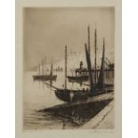 TWO ARTIST SIGNED ETCHINGS 'Falmouth Harbour' 8" x 6" (20.3cm x 15.1cm) 'Butter Cross, Ludlow' 6"