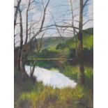 HAROLD PEAK (Twentieth Century) OIL PAINTING ON BOARD Riverscape Signed 23 1/2" x 17 1/2" (59.7cm