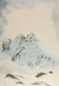 DAVID NEVILLE LIMITED EDITION COLOUR PRINT Mountains in snow (28/650) 19" x 13" (48.3cm x 33cm)