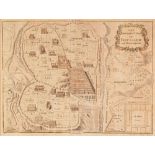 ANTIQUE HAND COLOURED MAP OF THE ANCIENT CITY OF JERUSALEM BY H. GAVIN, EDINBURGH, 6 ½" x 9" (16.5cm