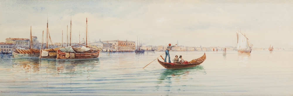 M. MARTINO (Italian early Twentieth Century) WATERCOLOUR The Ventian lagoon with sailing craft and