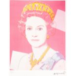 ANDY WARHOL (AMERICAN 1928 - 1987) COLOURED LITHGRAPHIC PRINT ON ARCHES PAPER 'Queen Elizabeth II'