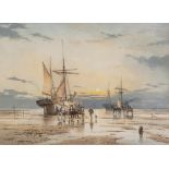 JOHN L. CHAPMAN (b. 1946) WATERCOLOUR 'Collecting the catch' Signed 13 1/4" x 18 1/2" (33.5cm x