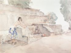 SIR WILLIAM RUSSELL FLINT ARTIST SIGNED COLOUR PRINT 'Isabella of Lucenay' Signed in pencil and with