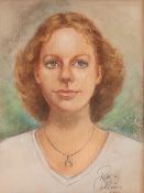 PEGGY COLLINS PASTEL DRAWING Portrait of a young woman Signed and dated (19) 80 15" x 11 1/2" (38.