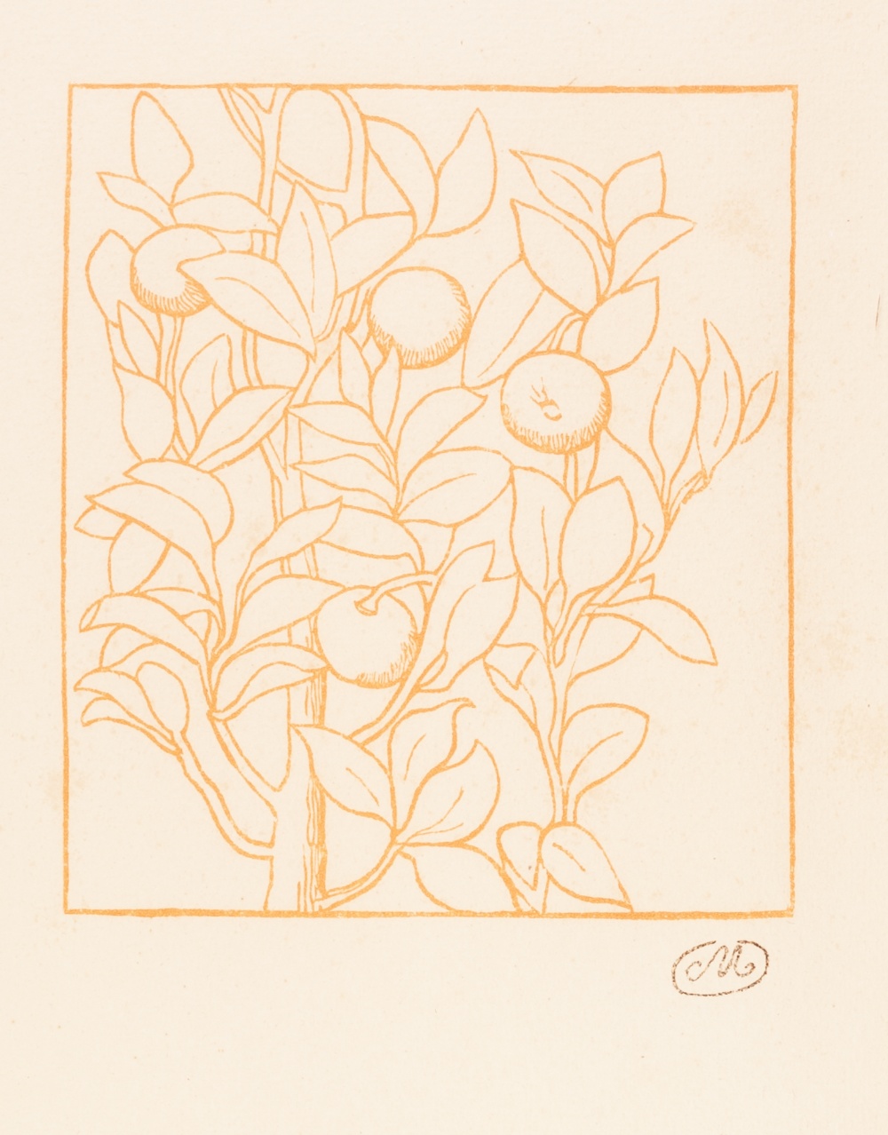 ARISTIDE MAILLOL (French 1861 - 1944) WOODCUT PRINTED IN BRICK RED 'Georgiques' Signed with