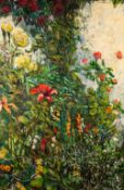 R. ATTENBURY (MODERN) OIL PAINTING ON CANVAS 'Garden' Signed, inscribed and dated 1991 36" x 24" (