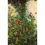 R. ATTENBURY (MODERN) OIL PAINTING ON CANVAS 'Garden' Signed, inscribed and dated 1991 36" x 24" (