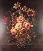 A PAIR OF PRE-WAR REPRODUCTION COLOUR PRINTS AFTER STILL LIFES OF FLOWERS Signed T Burger In