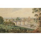 BRITISH SCHOOL (Nineteenth Century) WATERCOLOUR A View of Kelso, Scotland from Maxwell Heugh with