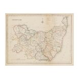 THREE ETCHINGS to include A MAP OF SUFFOLK drawn and engraved for Lewis' topographical dictionary by