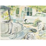 JESSIE STREAMES (modern) WATERCOLOUR AND GOUACHE 'Vintage cars Negrepellise 1999' Signed and