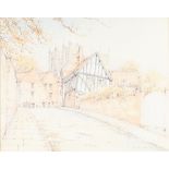 T.B. HORNER PEN AND INK VIEWS OF LINCOLN SIGNED 8" X 9 3/4"