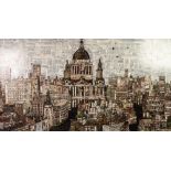 FRANCK (c. 1970s) ACRYLIC ON BOARD London skyline with St Paul's 24" x 44" (61 x 101.5cm)